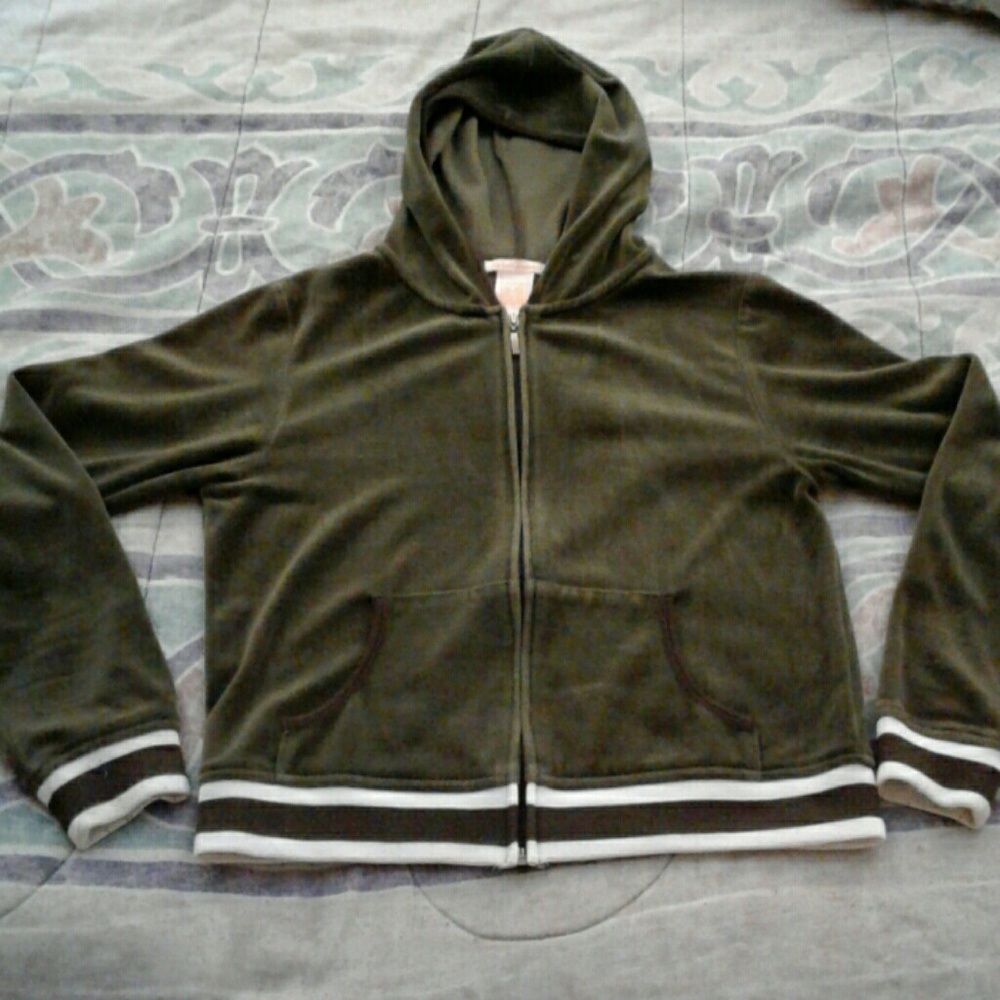 Zip up hooded sweat suit jacket